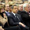 Bernadette Chirac, Carla Bruni-Sarkozy, Nicolas Sarkozy , Claude Goasguen - Réunion publique de Nicolas Sarkozy, candidat à la présidence de l'UMP à Paris, le 7 novembre 2014.