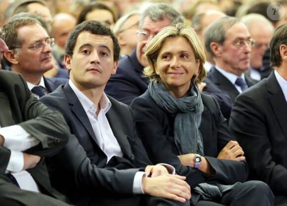 Gérald Darmanin, Valérie Pécresse - Réunion publique de Nicolas Sarkozy, candidat à la présidence de l'UMP à Paris, le 7 novembre 2014.