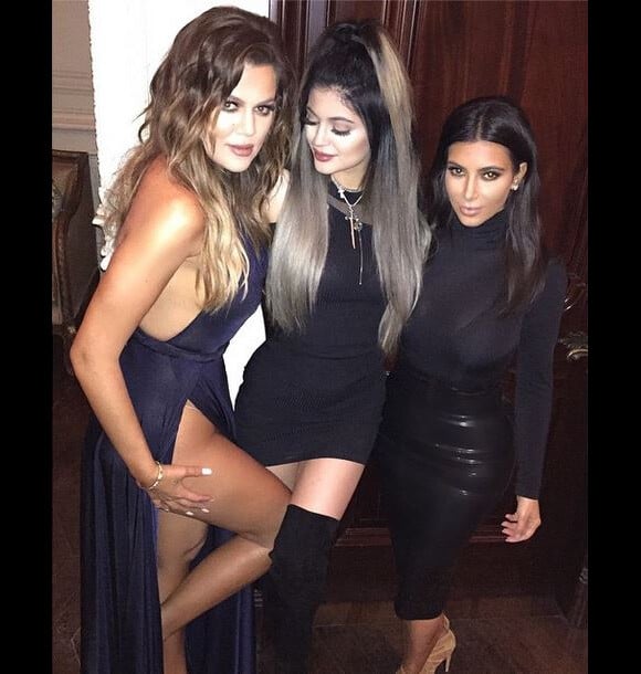Khloé Kardashian, Kylie Jenner et Kim Kardashian assistent à la soirée d'anniversaire de French Montana. Los Angeles, le 9 novembre 2014.
