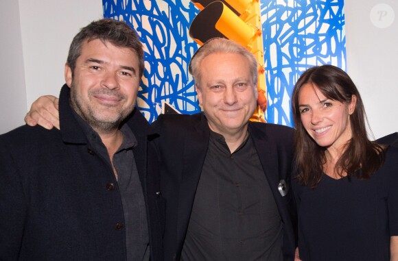 Exclusif - Stéphane Gateau, Yves Bigot et Sophie Le Saint - Vernissage de l'Exposition "Murs-Murs" de Jerôme Revon à la galerie Catherine Houard à Paris le 13 novembre 2014.