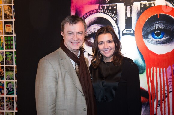 Exclusif - Jean-Pierre Lecoq (Maire du 6e arrondissement) et Catherine Houard - Vernissage de l'Exposition "Murs-Murs" de Jerôme Revon à la galerie Catherine Houard à Paris le 13 novembre 2014.