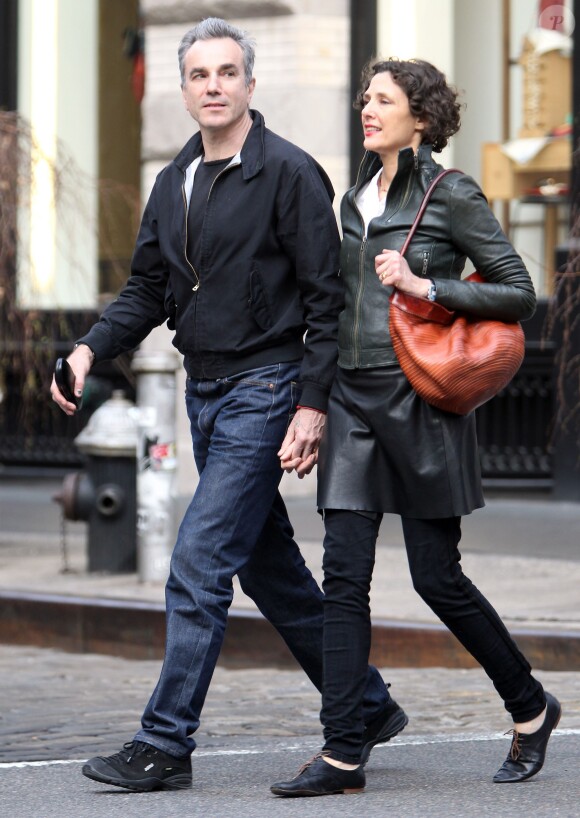 Daniel Day-Lewis avec sa femme Rebecca Miller à New York le 10 avril 2013