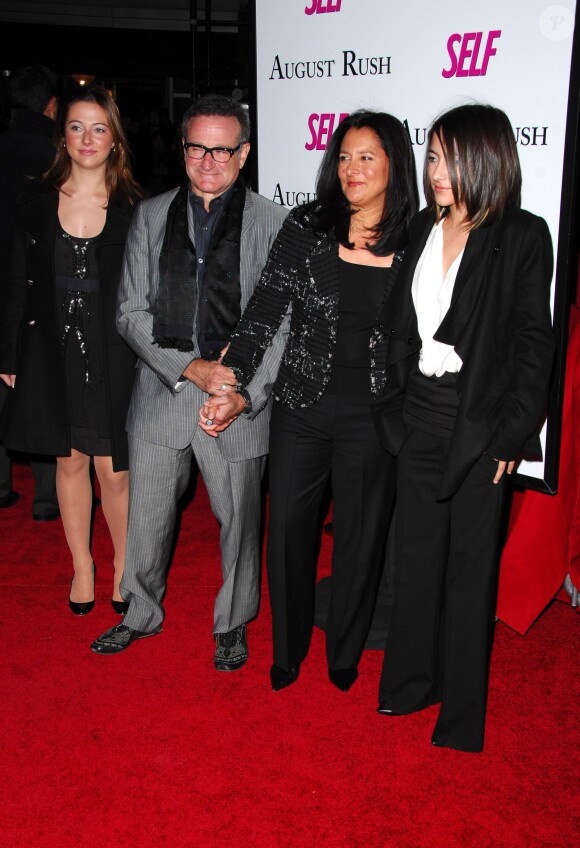 Robin Williams (2nd L), Masha Garces Williams, Zelda Williams and guest (L) arrive at the premiere of Warner Bros. Pictures 'August Rush' at the Ziegfeld Theater in New York City, NY, USA on November 11, 2007. Photo by Gregorio Binuya/ABACAPRESS.COM12/11/2007 - 