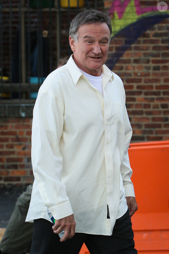 Robin Williams sur le tournage du film The Angriest Man à New York le 11 septembre 2012