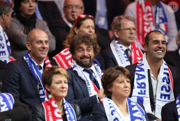 Guy Forget, Henri Leconte et Cédric Pioline - People à la finale de la Coupe Davis au Stade Pierre Mauroy de Lille Métropole. Match en double remporté par la Suisse face à la France le 22 novembre 2014 