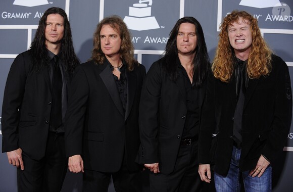 Dave Mustaine (à droite) et Megadeth lors des 53e Grammy Awards le 13 février 2011 à Los Angeles