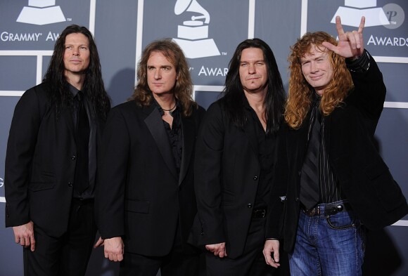 Dave Mustaine (à droite) et Megadeth lors des 53e Grammy Awards le 13 février 2011 à Los Angeles