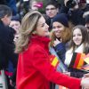 Le roi Felipe VI et la reine Letizia d'Espagne reçus par le président allemand Joachim Gauck et sa compagne Daniela Schadt au château de Bellevue lors de leur visite officielle à Berlin le 1er décembre 2014.
