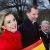 Le roi Felipe VI et la reine Letizia d'Espagne reçus par le président allemand Joachim Gauck et sa compagne Daniela Schadt au château de Bellevue lors de leur visite officielle à Berlin le 1er décembre 2014.