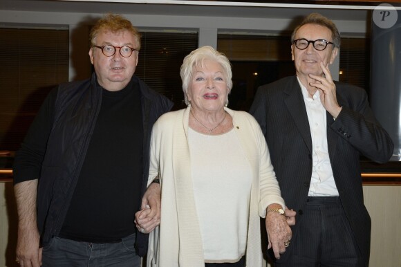 Exclusif - Dominique Besnehard, Line Renaud et Bertrand de Labbey - Avant-première du téléfilm "La Douce Empoisonneuse" à la Sacem à Neuilly sur Seine, le 1er décembre 2014.