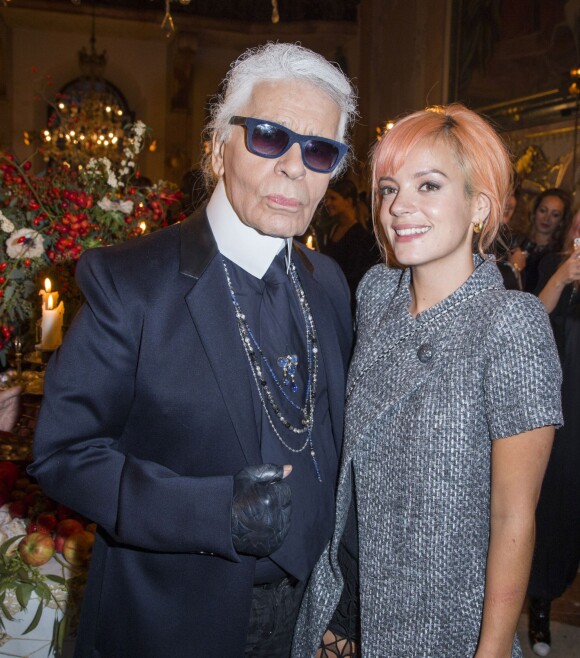 Karl Lagerfeld et Lily Allen - Présentation de la collection Chanel "Paris-Salzburg" en l'honneur des Métiers d'arts au Schloss Leopoldskron, à Salzbourg le 2 décembre 2014