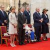 Le roi Philippe de Belgique et la reine Mathilde de Belgique, la reine-mère Fabiola de Belgique, l'ancien roi Albert II de Belgique et sa femme l'ancienne reine Paola de Belgique, et le prince Lorenz - La famille royale belge célèbre le 20e anniversaire de la mort du roi Baudouin, le 31 juillet 2013.