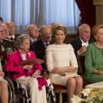  La reine Fabiola, la princesse Mathilde et la reine Paola de Belgique - C&eacute;r&eacute;monie d'abdication du roi Albert II de Belgique au palais de Bruxelles le 21 juillet 2013 