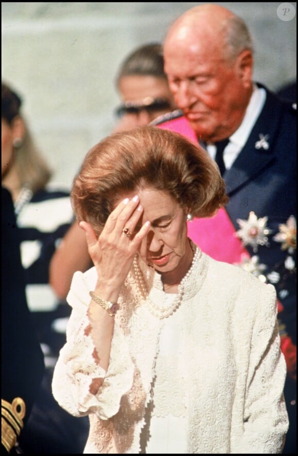 La reine Fabiola lors des funérailles du roi Baudouin à Bruxelles en 1993