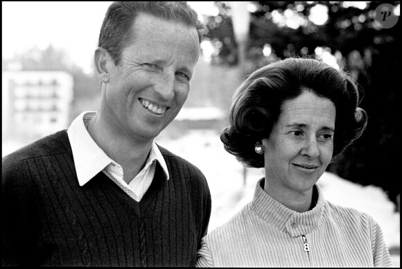 Le roi Baudouin et la reine Fabiola de Belgique à Gstaad en 1976