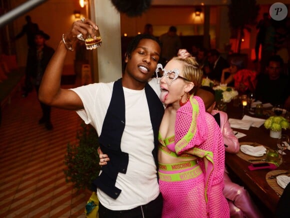 Miley Cyrus et A$AP Rocky assistent à la soirée Jeremy Scott et Moschino à l'hôtel Thompson. Miami, le 4 décembre 2014.