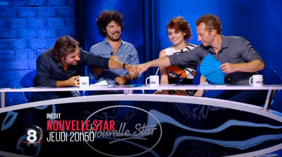 André Manoukian, Yarol Poupaud, Elodie Frégé et Sinclair - Bande-annonce du 3e épisode de "Nouvelle Star 2015" sur D8. Le 11 décembre 2014.