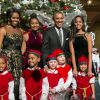 Le président Barack Obama, son épouse Michelle et leurs filles Malia et Sasha lors de l'enregistrement du concert Christmas in Washington à Washington, le 14 décembre 2014