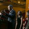 Barack Obama,la première-dame Michelle et leurs filles Malia et Sasha lors de l'enregistrement du concert Christmas in Washington à Washington, le 14 décembre 2014