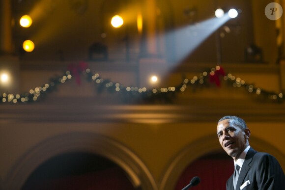 Le président Barack Obama lors de l'enregistrement du concert Christmas in Washington à Washington, le 14 décembre 2014