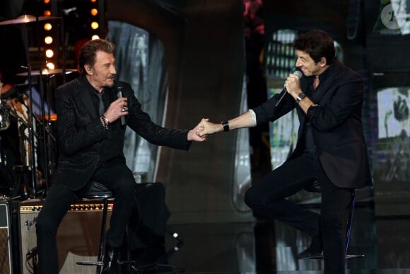 Exclusif - Johnny Hallyday et Patrick Bruel - Enregistrement de l'émission spéciale "Johnny, la soirée événement", qui sera diffusée sur TF1 en prime time le 20 décembre 2014.