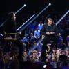Exclusif - Johnny Hallyday et Zaz - Enregistrement de l'émission spéciale "Johnny, la soirée événement", qui sera diffusée sur TF1 en prime time le 20 décembre 2014.