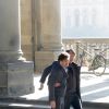 Mads Mikkelsen et Hugh Dancy sur le tournage de la saison 3 de Hannibal à Florence, le 18 décembre 2014.