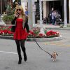 Paris Hilton, accompagnée de son chien, finit son shopping de Noël à Beverly Hills, le 26 décembre 2014. 