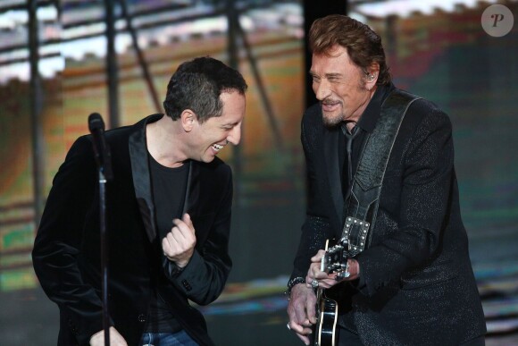 Exclusif - Johnny Hallyday et Gad Elmaleh - Enregistrement de l'émission spéciale "Johnny, la soirée événement", qui sera diffusée sur TF1 en prime time le 20 décembre 2014.