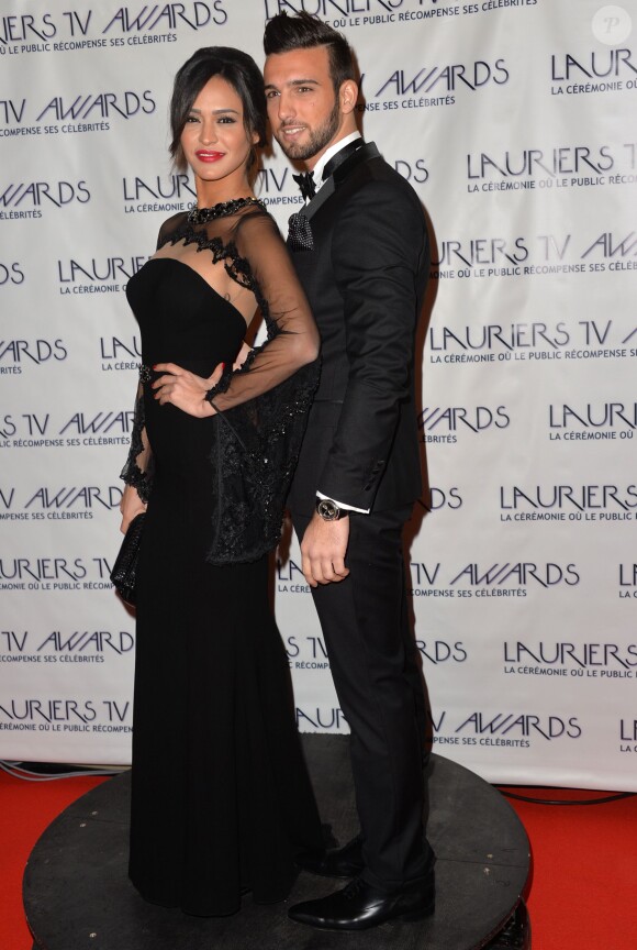 Leila et Aymeric (Secret Story 8) très amoureux à la cérémonie des "Lauriers TV Awards 2015" à la Cigale à Paris, le 6 janvier 2015.