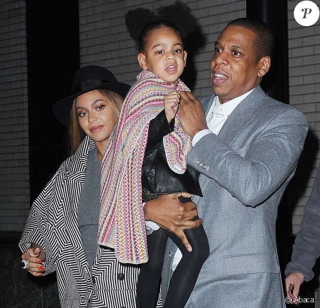 Beyonc&eacute;, Jay Z et leur fille Blue Ivy Carter &agrave; New York, le 7 d&eacute;cembre 2014.