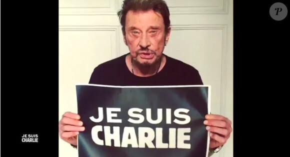 Johnny Hallyday - La culture française, du cinéma à la télévision en passant par la musique et le théâtre, rend hommage à Charlie Hebdo et se mobilise. Le 8 Janvier 2015. (capture d'écran)