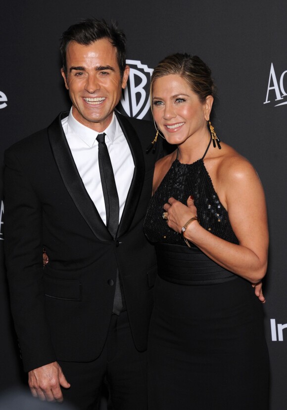 Justin Theroux et Jennifer Aniston assistent à l'after-party des Golden Globe Awards organisée par Warner Bros et InStyle au Beverly Hilton Hotel. Beverly Hills, le 11 janvier 2015.