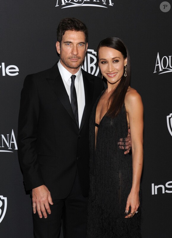 Dylan McDermott et Maggie Q assistent à l'after-party des Golden Globe Awards organisée par Warner Bros et InStyle au Beverly Hilton Hotel. Beverly Hills, le 11 janvier 2015.