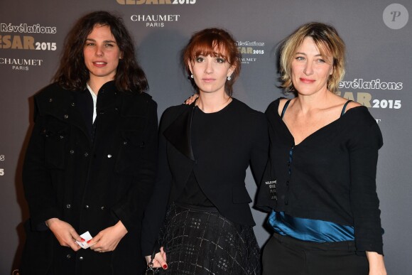 Sophie Letourneur, Lolita Chammah et Valeria Bruni Tedeschi lors de la soirée des "Révélations César 2015" au salon Chaumet à Paris le 12 janvier 2015.
