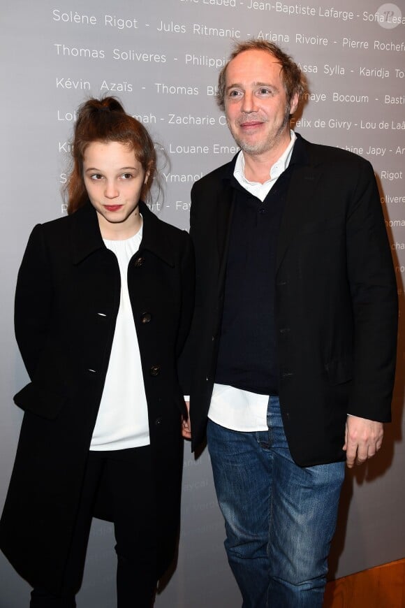 Solene Rigot et Arnaud Desplechin lors de la soirée des "Révélations César 2015" au salon Chaumet à Paris le 12 janvier 2015.