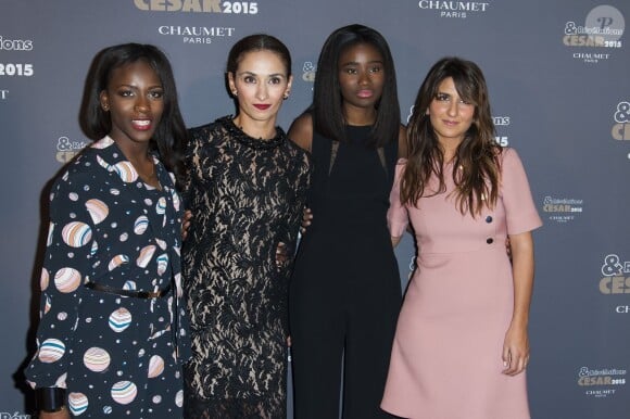 Géraldine Nakache, Rachida Brakni, Assa Sylla et Karidja Touré lors de la soirée des "Révélations César 2015" au salon Chaumet à Paris le 12 janvier 2015.