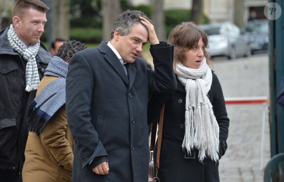 Patrick Pelloux - Obsèques du dessinateur Honoré (Philippe Honoré) et du correcteur de Charlie Hebdo Mustapha Ourrad au cimetière du Père-Lachaise à Paris, le 16 janvier 2015.