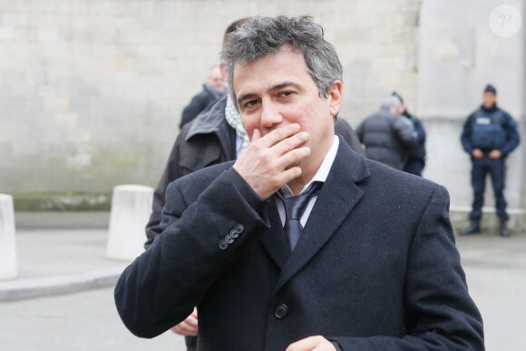Patrick Pelloux - Obsèques du dessinateur Honoré (Philippe Honoré) et du correcteur de Charlie Hebdo Mustapha Ourrad au cimetière du Père-Lachaise à Paris, le 16 janvier 2015