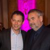 Marc-Olivier Fogiel et Luc Besson - Remise de la Médaille d'Or de l'Académie des Arts et Techniques du Cinéma à Luc Besson par Alain Terzian, à la Monnaie de Paris, le 19 janvier 2015.