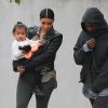Exclusif - Kim Kardashian, Kanye West et leur fille North se rendent à une fête chez des amis à Brentwood le 10 janvier 2015.
