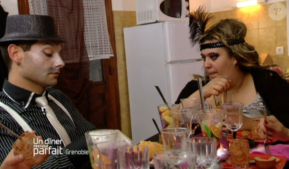 Sébastien et Sandra dans l'émission Un dîner presque parfait, le 16 janvier 2015 sur W9.