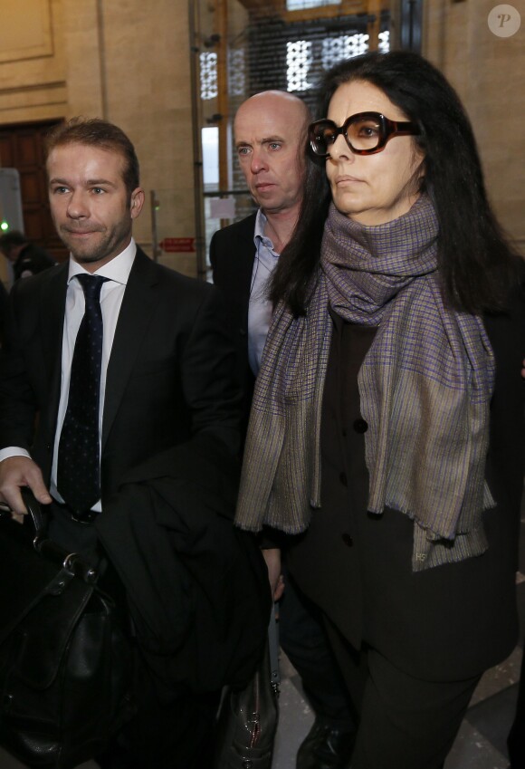 Françoise Bettencourt-Meyers et maître Nicolas Huc-Morel - Deuxième jour du procès Bettencourt au tribunal de Bordeaux, le 26 janvier 2015.