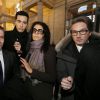 Françoise Bettencourt-Meyers, Jean-Victor Meyers et les avocats Arnaud Dupin et Nicolas Huc-Morel - Deuxième jour du procès Bettencourt au tribunal de Bordeaux, le 26 janvier 2015.