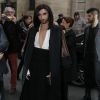 Conchita Wurst arrive au défilé Jean Paul Gaultier, collection haute couture printemps-été 2015 à Paris le 28 janvier 2015.