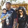 Kim Kardashian avec son mari Kanye West, leur fille North ainsi que toute la famille Kardashian à Moonpark Los Angeles, le 18 Octobre 2014 