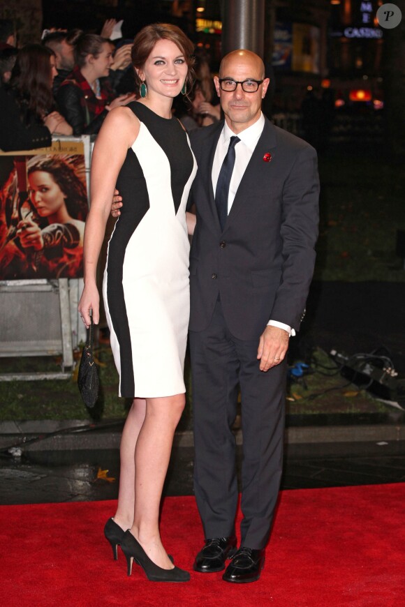 Stanley Tucci et sa femme Felicity Blunt - Avant-première du film "The Hunger Games : l'embrasement" à Londres le 11 novembre 2013