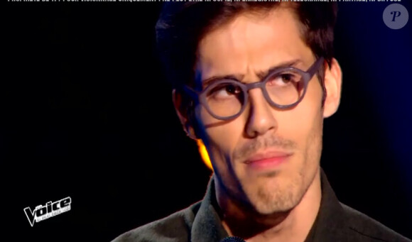 Quentin Bruno dans The Voice 4, sur TF1, le samedi 31 janvier 2015