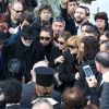 Costas le frère de Demis Roussos, Emilie et Cyril (enfants de Demis Roussos) - Obsèques du chanteur Demis Roussos au premier cimetière d'Athènes en Grèce le 30 janvier 2015. 