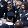 Costas le frère de Demis Roussos, Emilie et Cyril (enfants de Demis Roussos) - Obsèques du chanteur Demis Roussos au premier cimetière d'Athènes en Grèce le 30 janvier 2015.